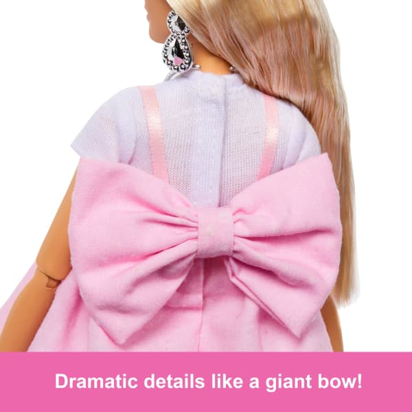 Mattel Barbie Deluxe Style Doll #3 In Pastel Pink Barbiecore Dress With Oversized Bow Blond Hair