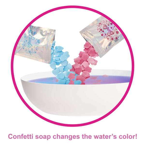 Mattel Barbie Doll & Bathtub Playset Blonde Confetti Soap & Accessories
