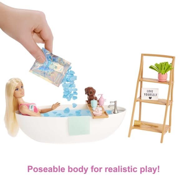 mattel Barbie Doll & Bathtub Playset Blonde Confetti Soap & Accessories mattel Barbie Doll & Bathtub Playset Blonde Confetti Soap & Accessories