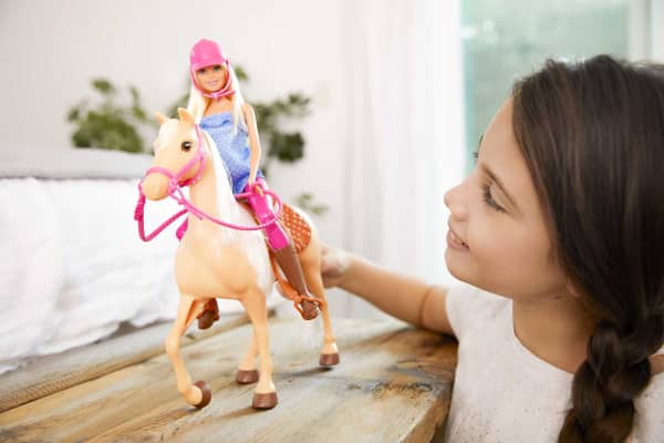 mattel Barbie Doll & Horse Playset Blonde Hair With Riding Accessories
