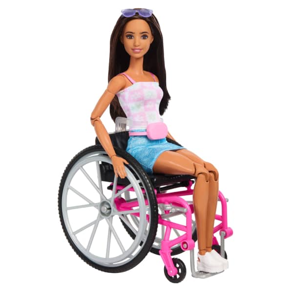 Mattel Barbie Doll & Service Dog Playset With Wheelchair Ramp & Accessories Brunette Fashion Doll