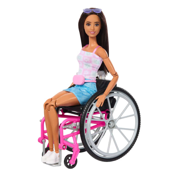 mattel Barbie Doll & Service Dog Playset With Wheelchair Ramp & Accessories Brunette Fashion Doll