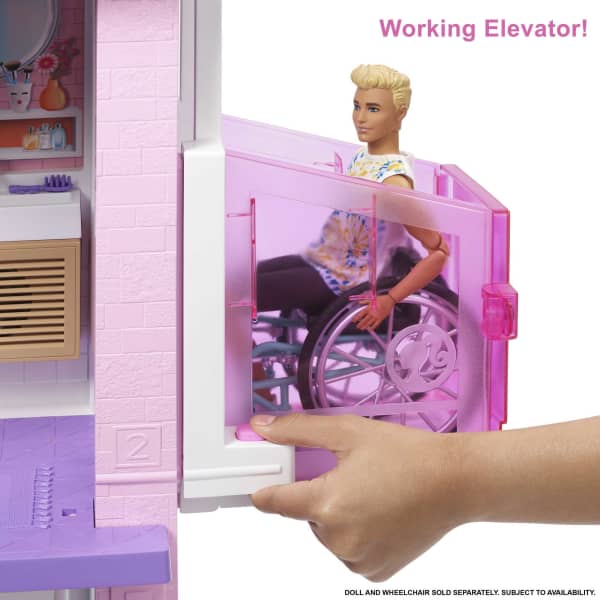 Mattel Barbie Dreamhouse Dollhouse With 75+ Accessories & Wheelchair Accessible Elevator Lights Sounds Music