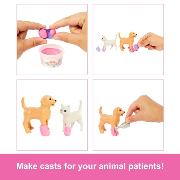 Mattel Barbie Fast Cast Veterinarian Clinic Playset With Pink Colored Hair Fashion Doll Vet Furniture & 10+ Accessories
