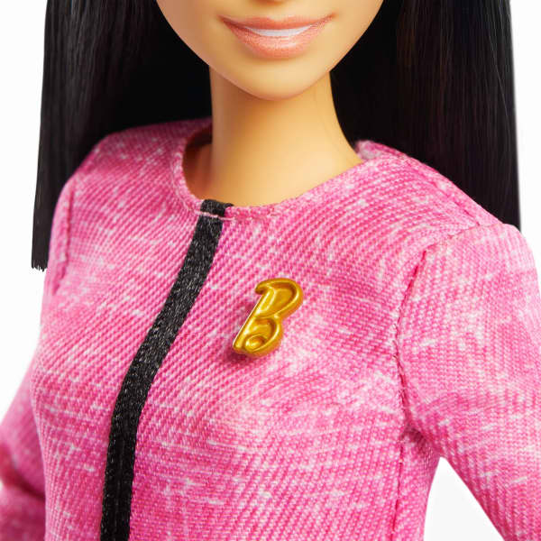 Mattel Barbie Future Leader Doll With Black Hair 2 Golden Bracelets & Pin Includes Sticker
