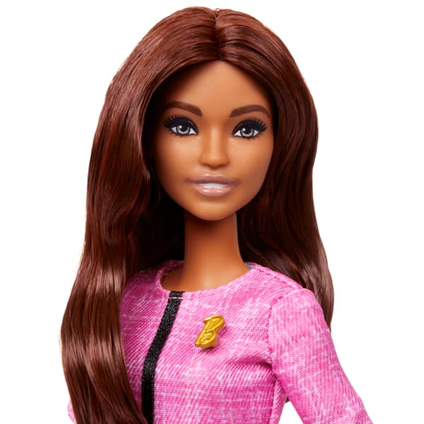 mattel Barbie Future Leader Doll With Light Brown Hair 2 Golden Bracelets & Pin Includes Sticker