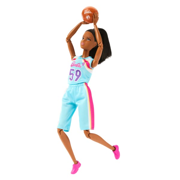 Mattel Barbie Made To Move Basketball Player Doll & Accessories Brunette Doll Wearing Uniform With Ball