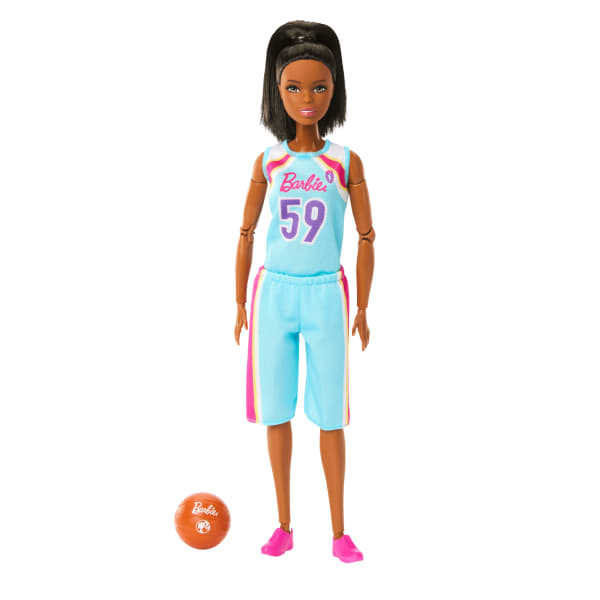 Mattel Barbie Made To Move Basketball Player Doll & Accessories Brunette Doll Wearing Uniform With Ball