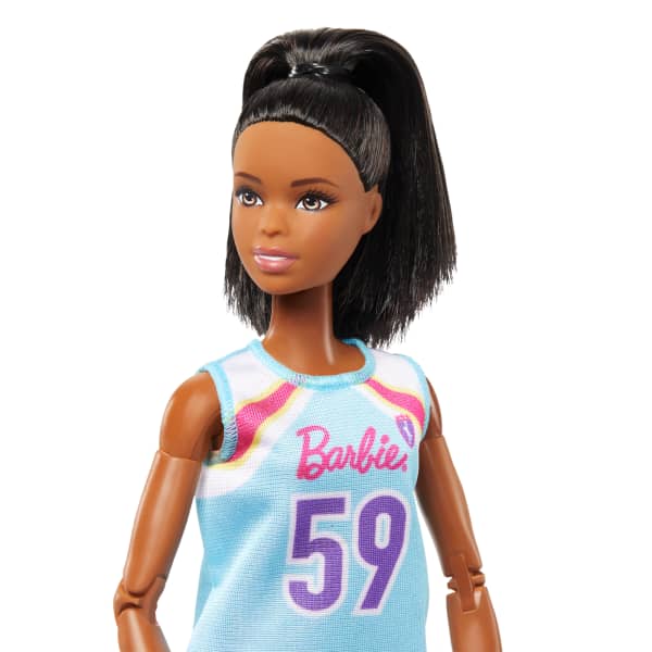 mattel Barbie Made To Move Basketball Player Doll & Accessories Brunette Doll Wearing Uniform With Ball