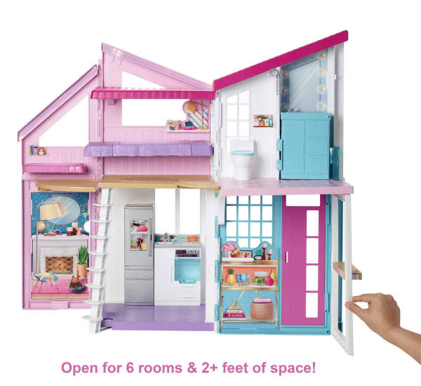 Mattel Barbie Malibu House Dollhouse Playset With 25+ Furniture And Accessories (6 Rooms)