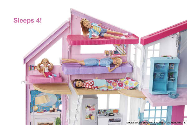 Mattel Barbie Malibu House Dollhouse Playset With 25+ Furniture And Accessories (6 Rooms)