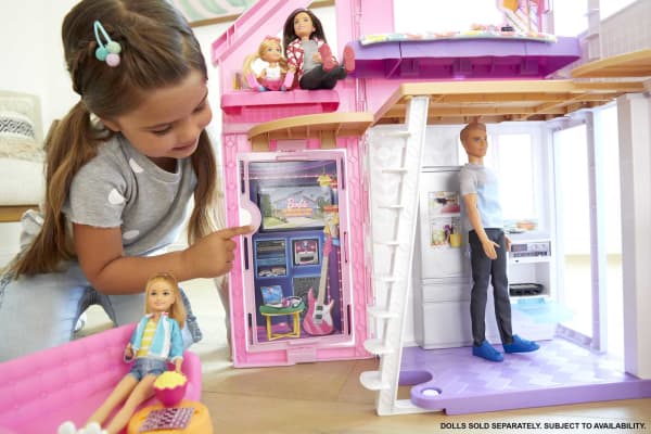 mattel Barbie Malibu House Dollhouse Playset With 25+ Furniture And Accessories (6 Rooms)