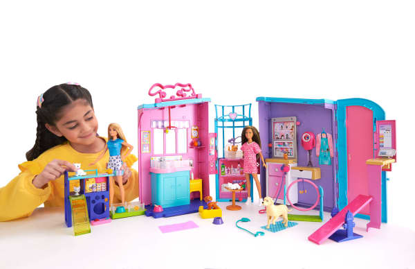 mattel Barbie Pet Daycare Playset With 2 Dolls & 30+ Accessories including 8 Animals 3+Feet Long