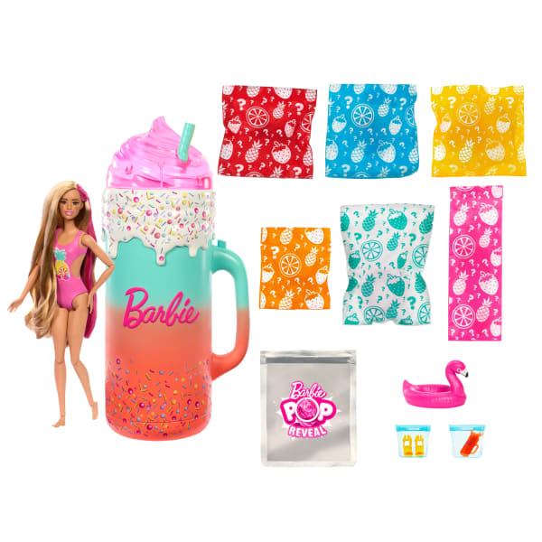 Mattel Barbie Pop Reveal Rise & Surprise Gift Set With Scented Doll Squishy Scented Pet & More 15+ Surprises