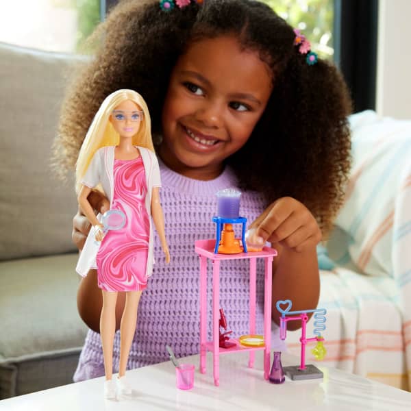 mattel Barbie Scientist Doll And Accessories With Blonde Fashion Doll Lab Table & Color-Change Accessories
