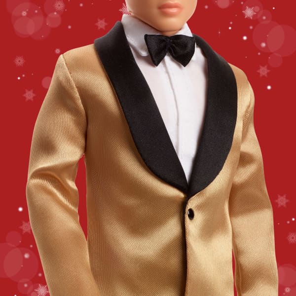 Mattel Barbie Signature 2025 Holiday Black Hair Ken Collectible Fashion Doll Wearing Full Suit With Golden Jacket