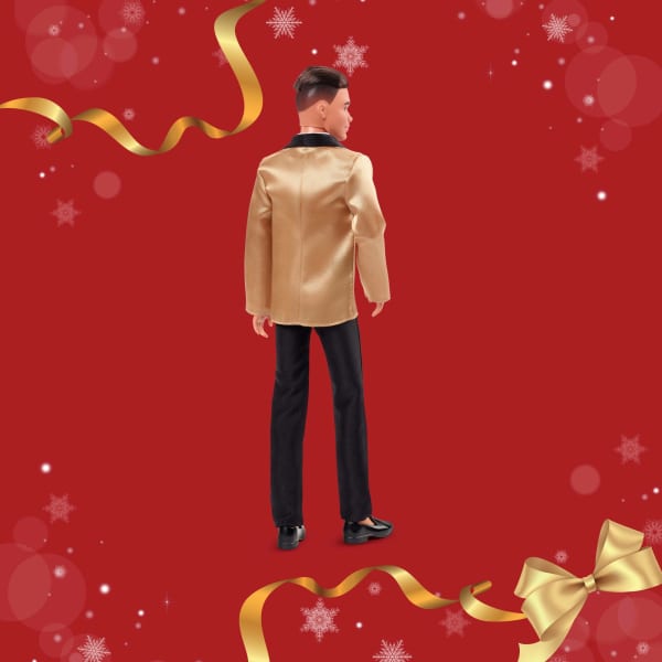 Mattel Barbie Signature 2025 Holiday Blonde Ken Collectible Fashion Doll Wearing Full Suit With Golden Jacket