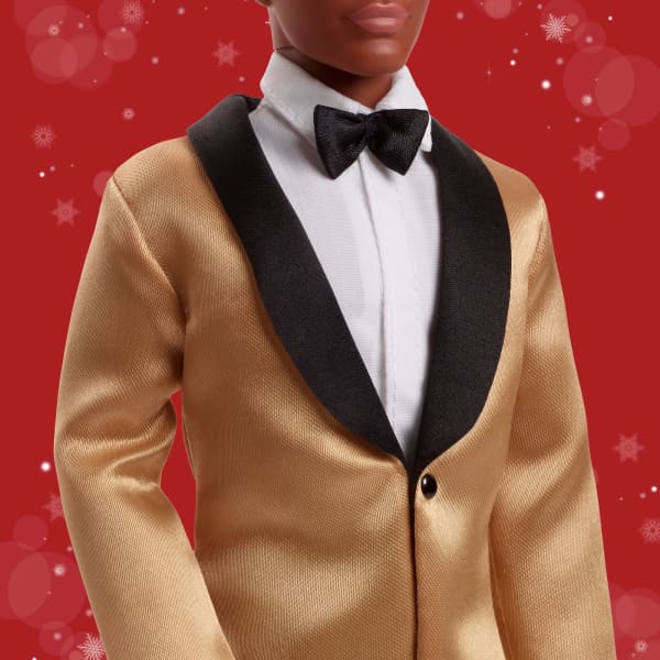 Mattel Barbie Signature 2025 Holiday Dark Brown Hair Ken Collectible Fashion Doll Wearing Full Suit With Golden Jacket