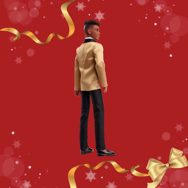 Mattel Barbie Signature 2025 Holiday Dark Brown Hair Ken Collectible Fashion Doll Wearing Full Suit With Golden Jacket