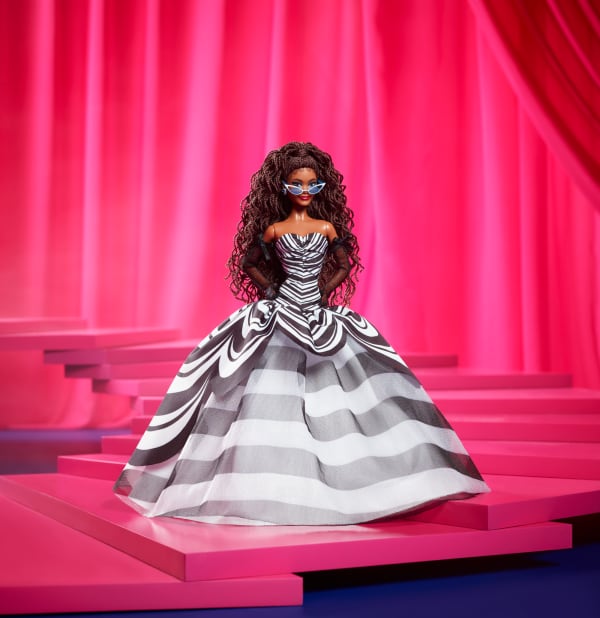 mattel Barbie Signature 65th Anniversary Collectible Doll with Brown Hair Black and White Gown mattel Barbie Signature 65th Anniversary Collectible Doll with Brown Hair Black and White Gown