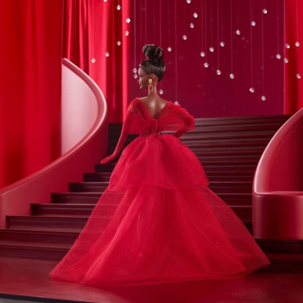 Mattel Barbie Signature Collectible Doll For Mattel 80th Anniversary Glittery Red Tulle Gown Brunette