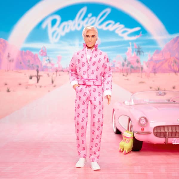 mattel Barbie The Movie Ken Collectible Doll Ryan Gosling As Ken Wearing Pink Jumpsuit With “B” Detail
