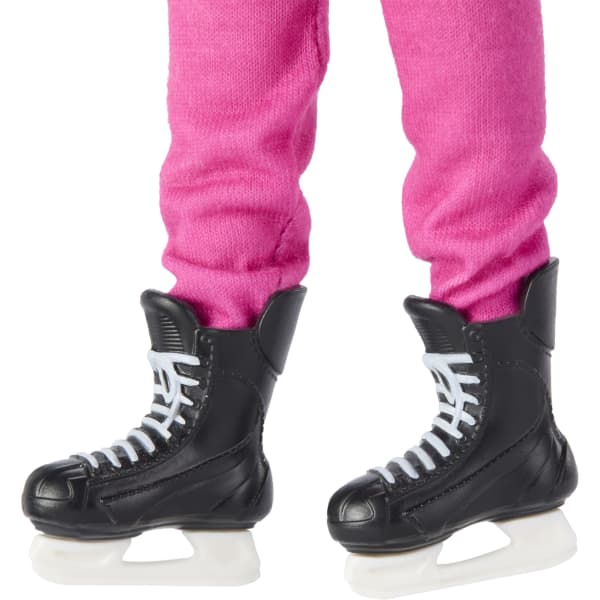 Mattel Barbie Tim Hortons PWHL Fashion Doll In Pink Purple & Teal Hockey Jersey Includes Hockey Accessories