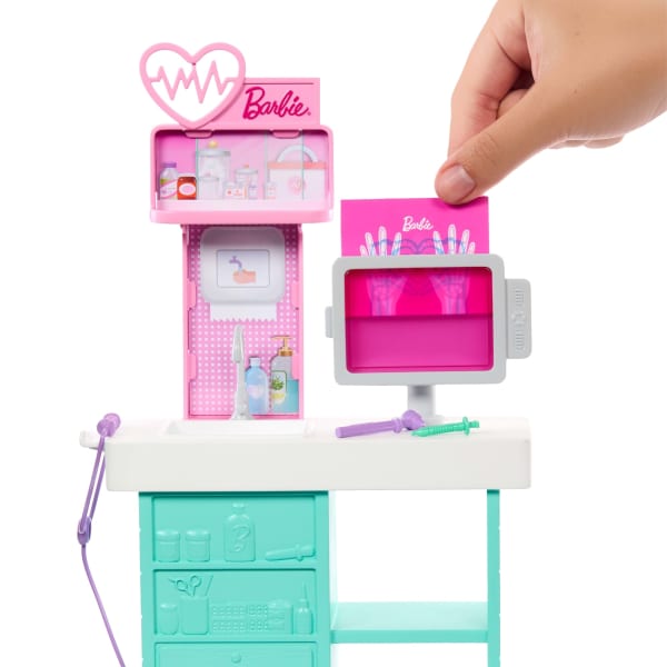 mattel Barbie World Day At The Doctor Toy Playset With Medical Station Chair & 12 Accessories