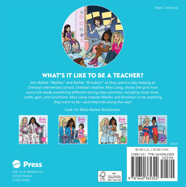 mattel Barbie: You Can Be A Teacher Paperback Book For Kids Includes 2 Sticker Sheets