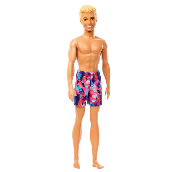Mattel Beach Ken Doll With Blond Hair Wearing Purple Swimsuit