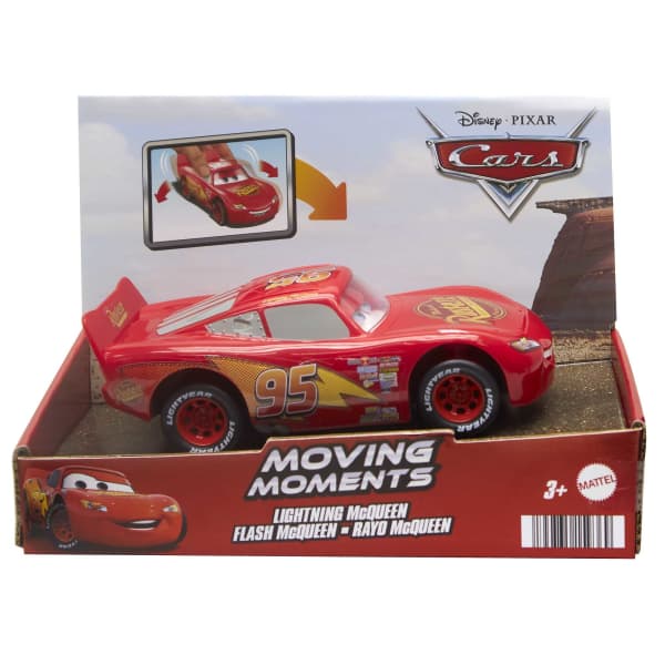 Mattel Disney And Pixar Cars Moving Moments Lightning Mcqueen Toy Car With Moving Eyes & Mouth
