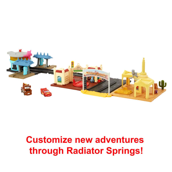 Mattel Disney And Pixar Cars On The Road Radiator Springs Tour Playset 2 Toy Cars