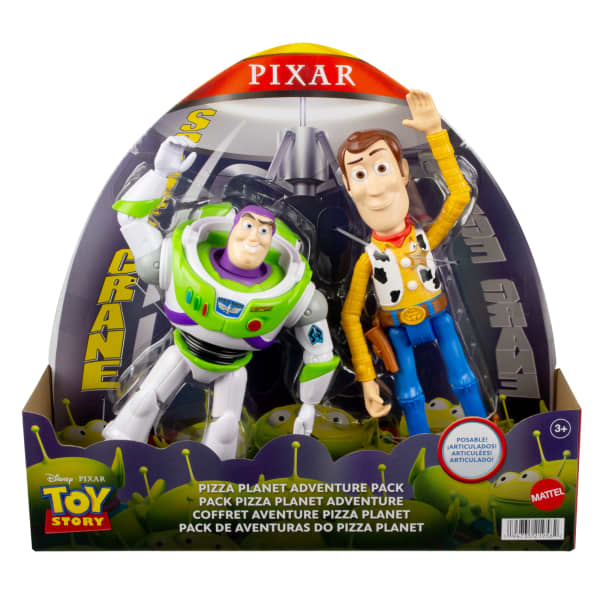 Mattel Disney And Pixar Toy Story 7-Inch Woody And Buzz Action Figure Toys 2-Pack Pizza Planet Adventure