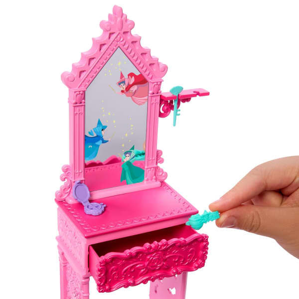 mattel Disney Princess Aurora Start The Story Doll Accessory Set With Vanity & 9 Styling Accessories