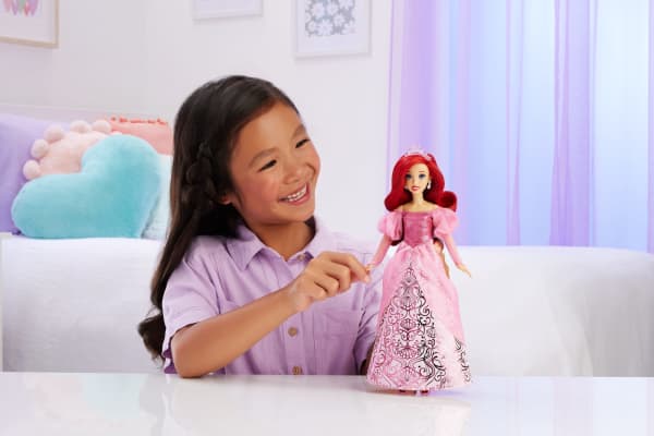 mattel Disney Princess Enchanted Stories Ariel Fashion Doll With Sparkling Dress & Accessories Posable