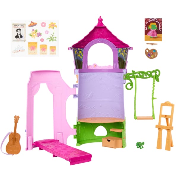 Mattel Disney Princess Enchanted Stories Rapunzel's Tower Playset With 6 Play Areas Pascal Figure & 5 Accy
