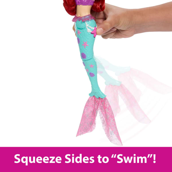 Mattel Disney Princess Ocean Friends Ariel Swimming Mermaid Doll With Squirt Toy Figure & 4 Accessories