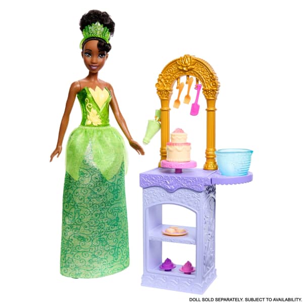 Mattel Disney Princess Tiana Start The Story Doll Accessory Set With Pastry Shop Theme & Color Change Cake