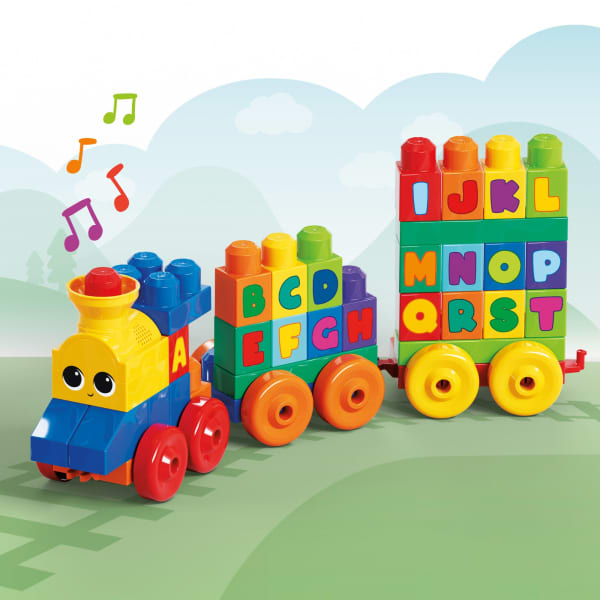 Mattel First Builders ABC Musical Train Toy Building Blocks With Music (50 Pieces) For Toddler