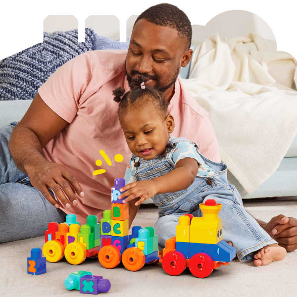 Mattel First Builders ABC Musical Train Toy Building Blocks With Music (50 Pieces) For Toddler