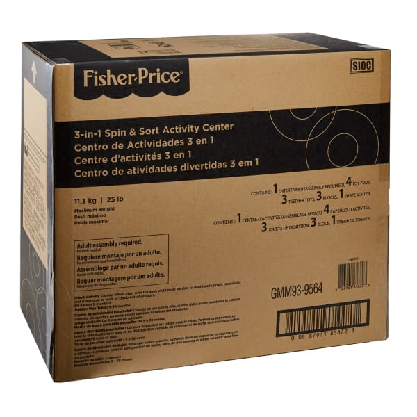 mattel Fisher-Price 3-In-1 Spin & Sort Activity Center Baby Toy & Toddler Play Table