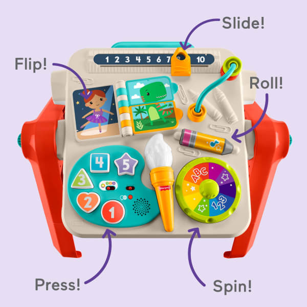 Mattel Fisher-Price 4-in-1 Activity Table & Easel Baby & Toddler Electronic Learning Toy Multilanguage Version