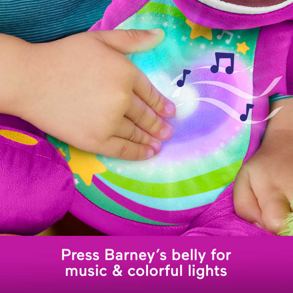 Mattel Fisher-Price Barney's World Heart Glow Barney Plush Toy With Music & Lights For Toddlers & Kids