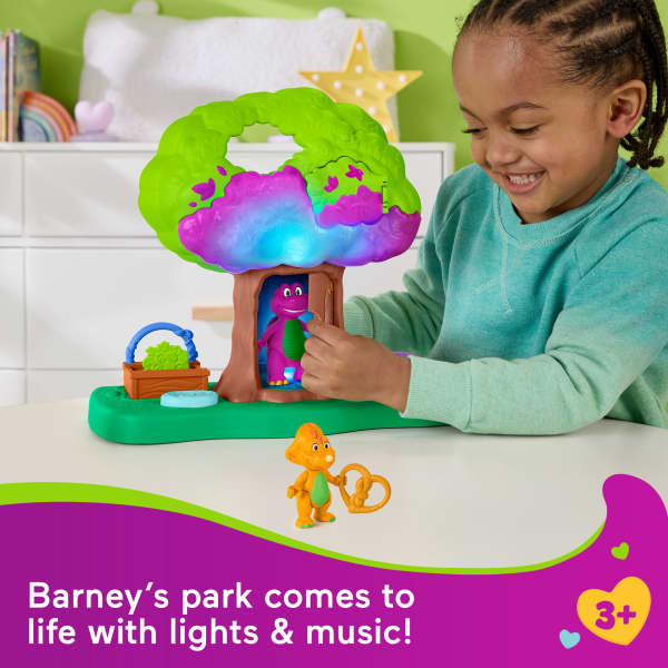 mattel Fisher-Price Barney's World Lights & Sounds Treehouse Playset With Figures For Preschool Kids Multilanguage Version