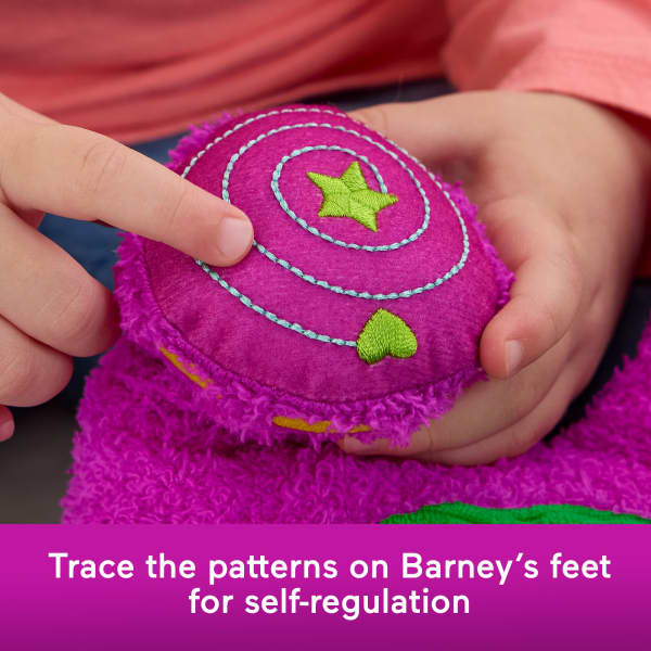 Mattel Fisher-Price Barney's World Sensory Barney Plush Toy With Fidget Activity For Toddlers
