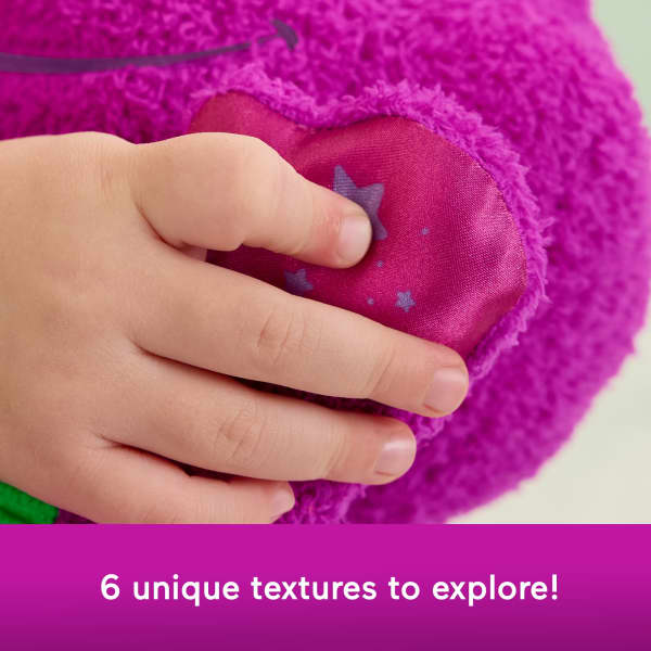 Mattel Fisher-Price Barney's World Sensory Barney Plush Toy With Fidget Activity For Toddlers