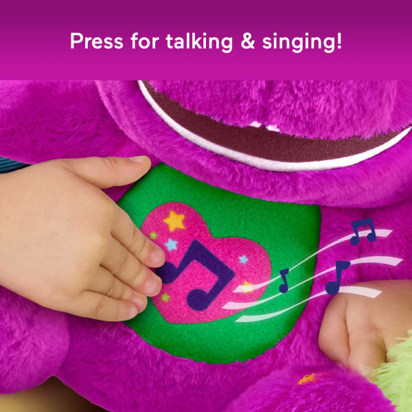Mattel Fisher-Price Barney's World Sing Along Barney Plush 10.5-inch Figure Songs Sounds & Soft Texture