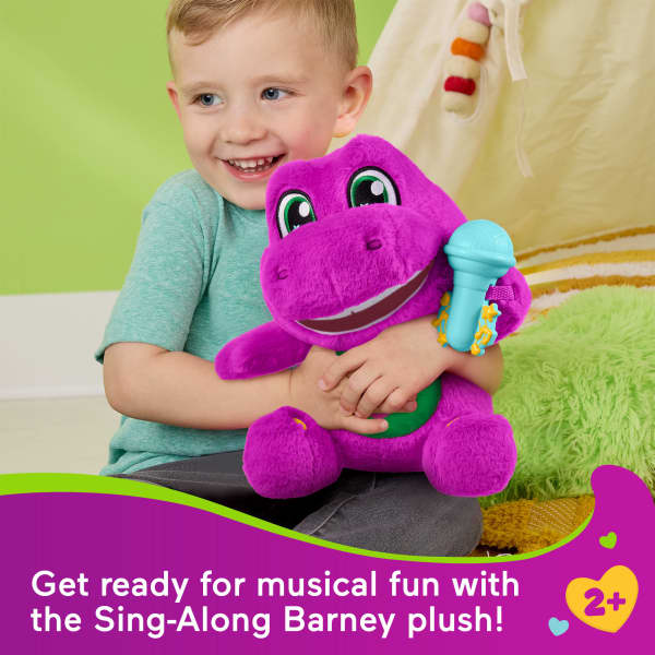 mattel Fisher-Price Barney's World Sing Along Barney Plush 10.5-inch Figure Songs Sounds & Soft Texture