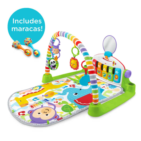 Mattel Fisher-Price Deluxe Kick & Play Piano Baby Gym Learning Toy & Newborn Rattle Maracas