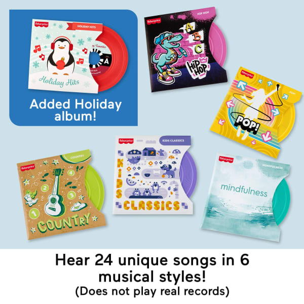 Mattel Fisher-Price Deluxe Rockin’ Record Player Musical Toy Turntable With 6 Records For Kids Ages 3+